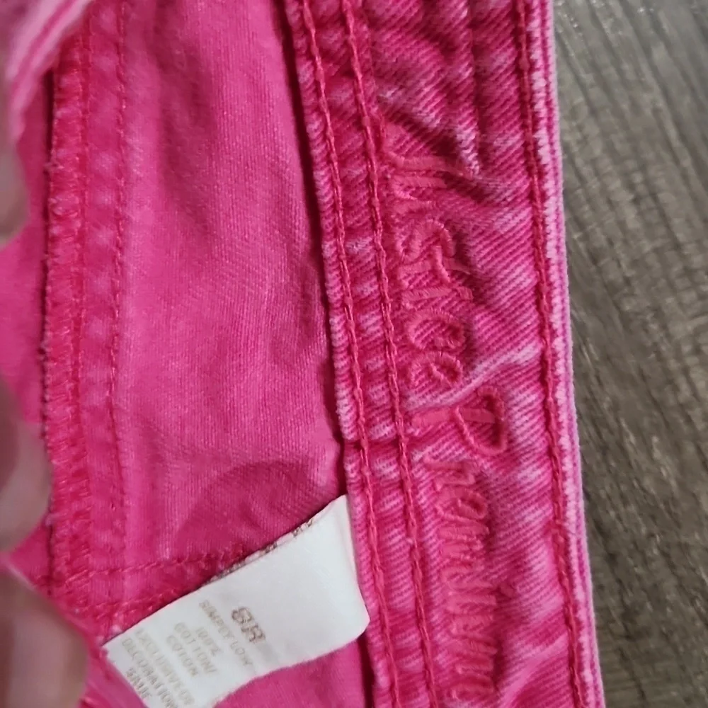 JUSTICE Premium Hot Pink Distressed Denim Shorts Size 8 Regular Vintage